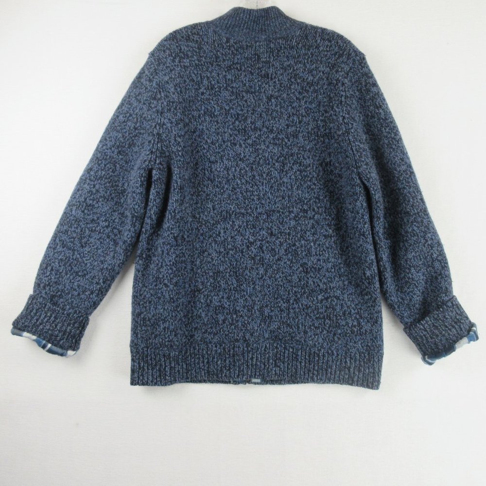 L.L. Bean Sweater Jacket Size M Zippered Flannel Lined - Picture 2 of 10